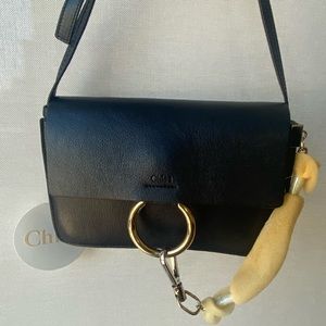 Chloe Faye small leather bag in Navy